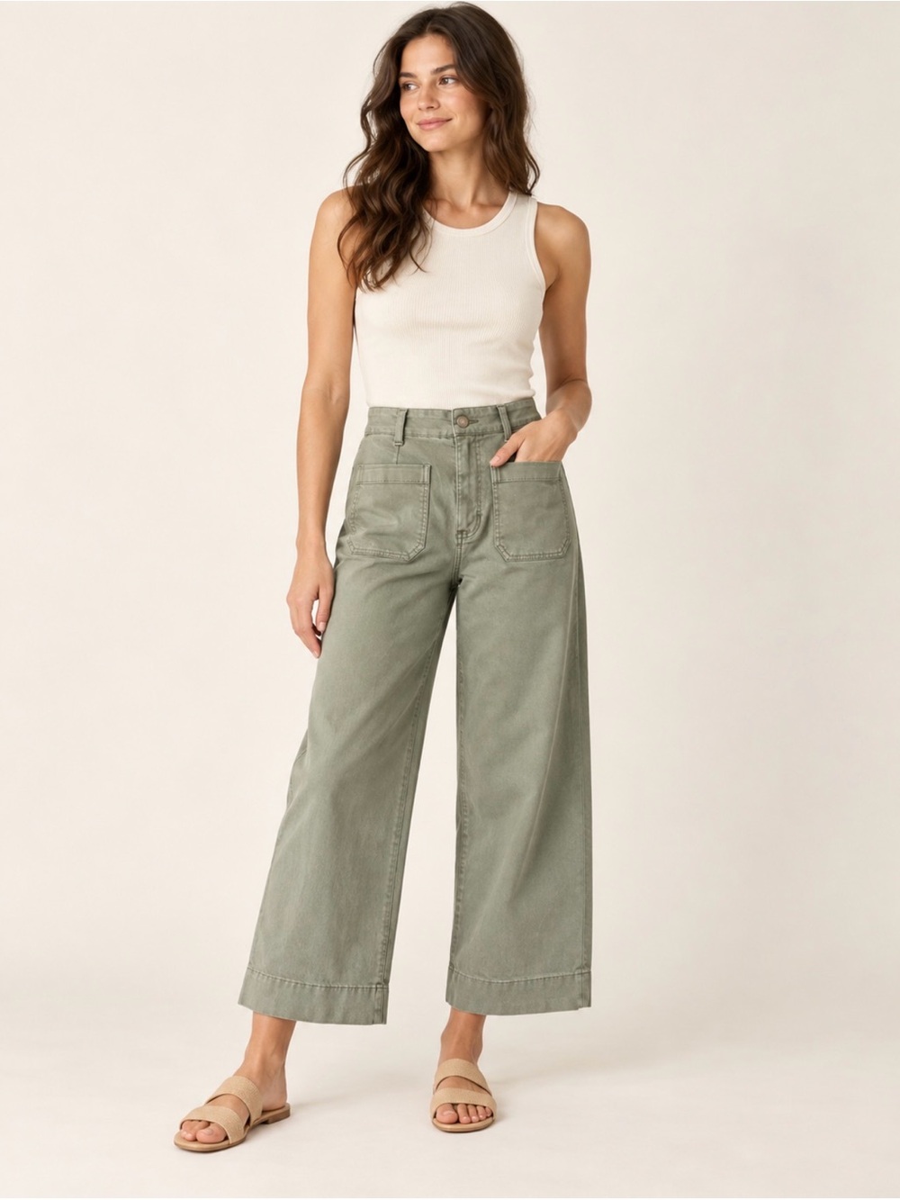 Lauren Conrad Super High Rise Wide Leg Jeans Size 10 Cropped